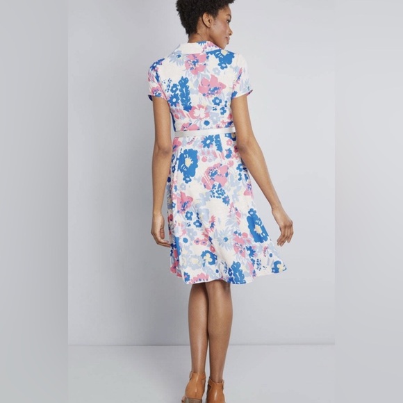 ModCloth Retro Floral Fit & Flare Shirt Dress XXS | Midi-length NWT - Picture 3 of 16